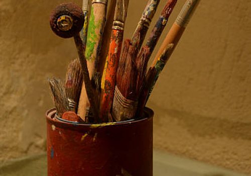 Colorful set of Vincent Van Gogh's painting brushes